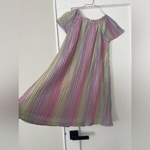 Striped Pink and Green Kids Dress